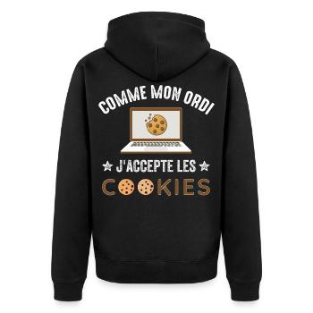 Accepte les Cookies Geek Gamer Cadeau Humour - Veste à capuche bio Premium Unisexe - noir - Dos - Nico (187cm)