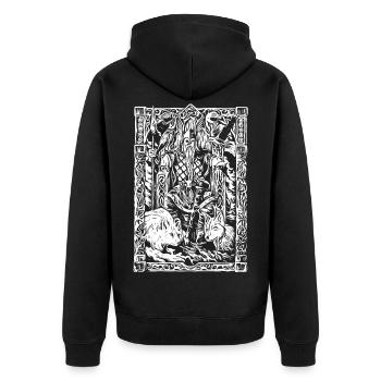 Viking table with wolves and ravens - Unisex Premium Organic Zip Hoodie - black - Back - Nico (187cm)