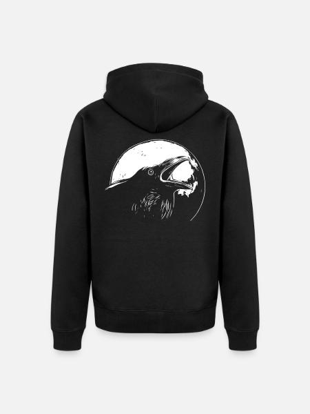 Raven in the full moon - Unisex Premium Organic Zip Hoodie - black