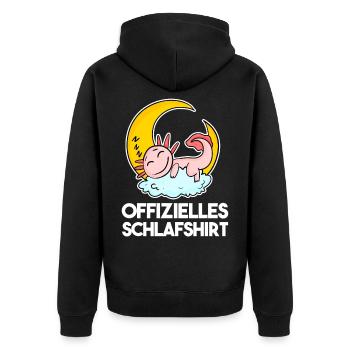 Offizielles Schlafshirt Axolotl - Unisex Premium Bio Zip Hoodie - Schwarz - Hinten - Nico (187cm)