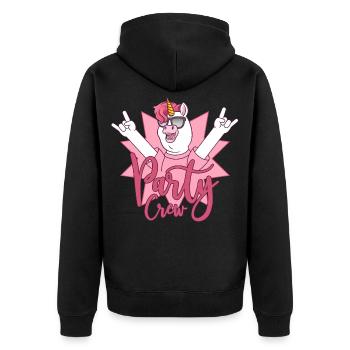 Party Crew Einhorn - Unisex Premium Bio Zip Hoodie - Schwarz - Hinten - Nico (187cm)