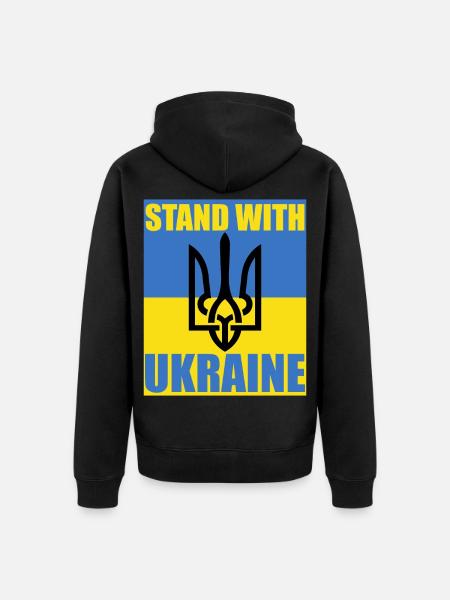 Stand With Ukraine Drapeau Trident Soutien Maillot - Veste à capuche bio Premium Unisexe - noir