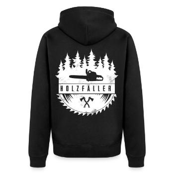 Holzfäller - Unisex Premium Bio Zip Hoodie - Schwarz - Hinten - Nico (187cm)
