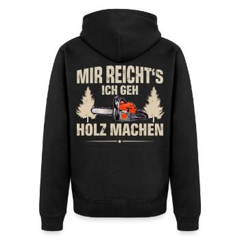 Holzfäller - Unisex Premium Bio Zip Hoodie - Schwarz - Hinten - Nico (187cm)
