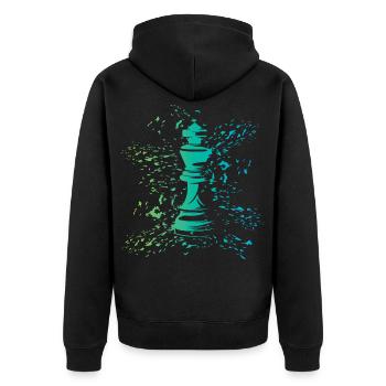 König Schach Symbol Farben Explosion Verein Logo - Unisex Premium Bio Zip Hoodie - Schwarz - Hinten - Nico (187cm)