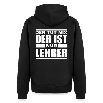 Lehrer - Unisex Premium Bio Zip Hoodie - Schwarz - Hinten - Nico (187cm)