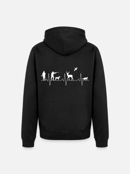Hunter heartbeat for hunting - Unisex Premium Organic Zip Hoodie - black