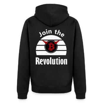 The Coin Revolutionary - Unisex Premium Organic Zip Hoodie - black - Back - Nico (187cm)