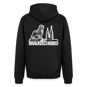 Braunschweig Löwe - Unisex Premium Bio Zip Hoodie - Schwarz - Hinten - Nico (187cm)