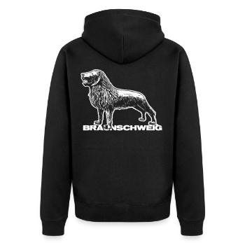 Braunschweiger Löwe T-Shirt Sticker Geschenkidee - Unisex Premium Bio Zip Hoodie - Schwarz - Hinten - Nico (187cm)