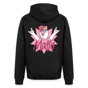 Malle Outfit Einhorn - Unisex Premium Bio Zip Hoodie - Schwarz - Hinten - Nico (187cm)