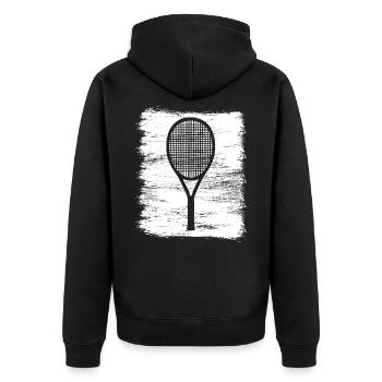 Tennisschläger - Unisex Premium Bio Zip Hoodie - Schwarz - Hinten - Nico (187cm)