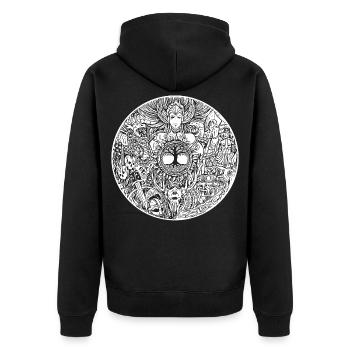 Wikinger-Schild - Walküre - Valkyrie - Unisex Premium Bio Zip Hoodie - Schwarz - Hinten - Nico (187cm)