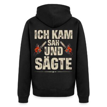 Holzfäller - Unisex Premium Bio Zip Hoodie - Schwarz - Hinten - Nico (187cm)