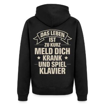 Klavier - Unisex Premium Bio Zip Hoodie - Schwarz - Hinten - Nico (187cm)