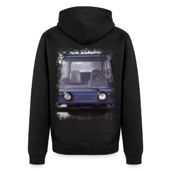 Multicar M25 - Unisex Premium Bio Zip Hoodie - Schwarz - Hinten - Nico (187cm)