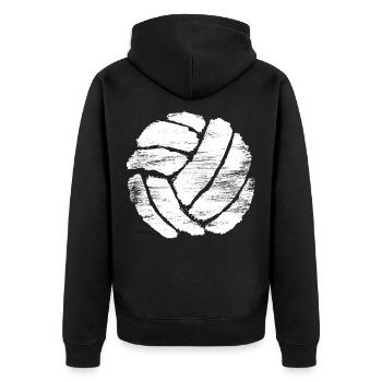 Volleyball Zeichnung - Unisex Premium Bio Zip Hoodie - Schwarz - Hinten - Nico (187cm)