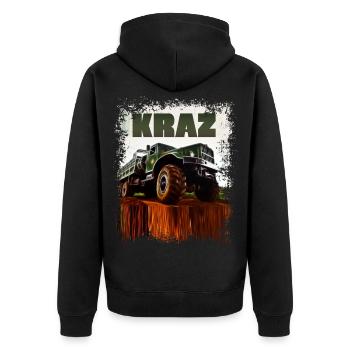 KRAZ LKW - Unisex Premium Bio Zip Hoodie - Schwarz - Hinten - Nico (187cm)