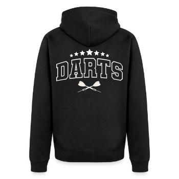 Dart Darts Dartspieler Darten - Unisex Premium Bio Zip Hoodie - Schwarz - Hinten - Nico (187cm)