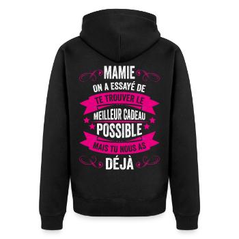 Mamie Cadeau Fête Des Grands Mères 2022 Humour - Veste à capuche bio Premium Unisexe - noir - Dos - Nico (187cm)
