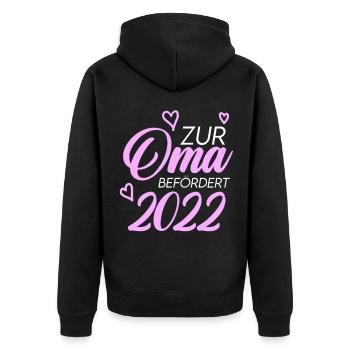 Oma 2022 - Unisex Premium Bio Zip Hoodie - Schwarz - Hinten - Nico (187cm)