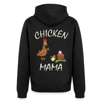 Chicken Mama - lustiges Huhn Hahn Hühnerstall - Unisex Premium Bio Zip Hoodie - Schwarz - Hinten - Nico (187cm)