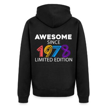 Fantastic since 1978 - born in 1978 - Unisex Premium Organic Zip Hoodie - black - Back - Nico (187cm)