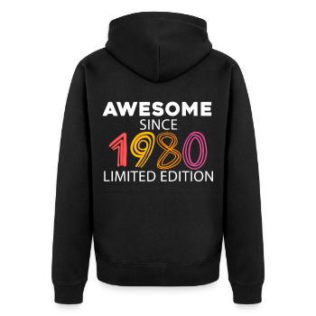 Fantastic since 1980 - born in 1980 - Unisex Premium Organic Zip Hoodie - black - Back - Nico (187cm)