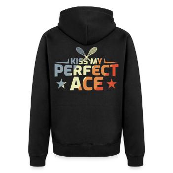 Lustiger Tennis Witz - Unisex Premium Bio Zip Hoodie - Schwarz - Hinten - Nico (187cm)