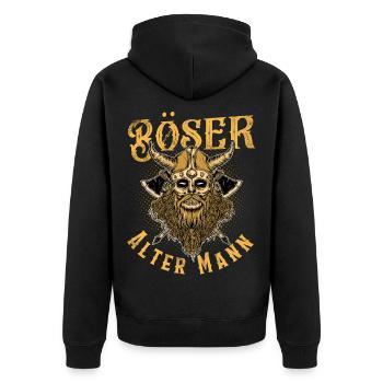 Böser Alter Mann - Unisex Premium Bio Zip Hoodie - Schwarz - Hinten - Nico (187cm)