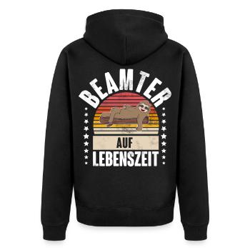 Beamter - Unisex Premium Bio Zip Hoodie - Schwarz - Hinten - Nico (187cm)