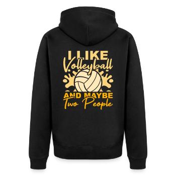 Volleyball Spruch - Unisex Premium Bio Zip Hoodie - Schwarz - Hinten - Nico (187cm)