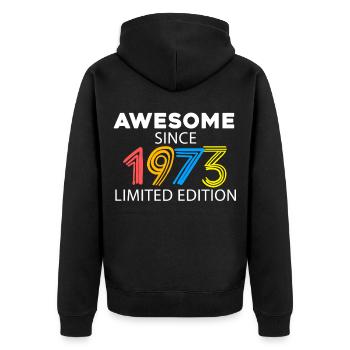 Fantastisch seit 1973 - Jahrgang 1973 - Unisex Premium Bio Zip Hoodie - Schwarz - Hinten - Nico (187cm)