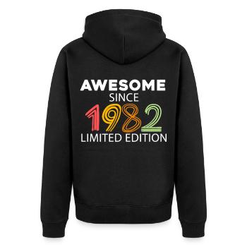 Fantastique depuis 1982 - né en 1982 - Veste à capuche bio Premium Unisexe - noir - Dos - Nico (187cm)