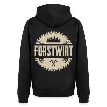 Forstwirt - Unisex Premium Bio Zip Hoodie - Schwarz - Hinten - Nico (187cm)