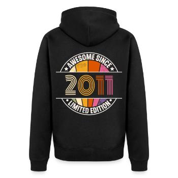 2011 Geburtsjahr Jahrgang Geburtstag Baujahr - Unisex Premium Bio Zip Hoodie - Schwarz - Hinten - Nico (187cm)