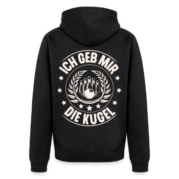 Ich Geb Mir Die Kugel - Unisex Premium Bio Zip Hoodie - Schwarz - Hinten - Nico (187cm)