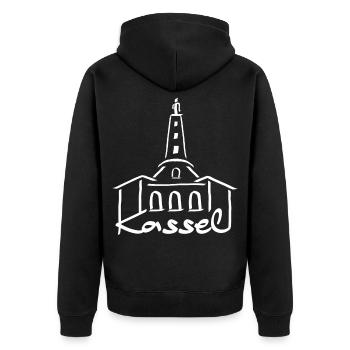 Hercules Kassel - Unisex Premium Organic Zip Hoodie - black - Back - Nico (187cm)