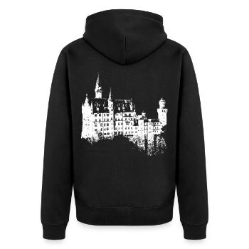 Neuschwanstein Deutschland Bayern I Love Germany - Unisex Premium Bio Zip Hoodie - Schwarz - Hinten - Nico (187cm)