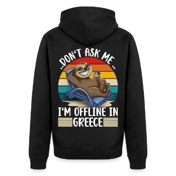 Griechenland Urlaub Reise Faultier - Unisex Premium Bio Zip Hoodie - Schwarz - Hinten - Nico (187cm)