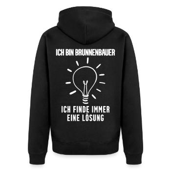 Brunnenbauer - Unisex Premium Bio Zip Hoodie - Schwarz - Hinten - Nico (187cm)