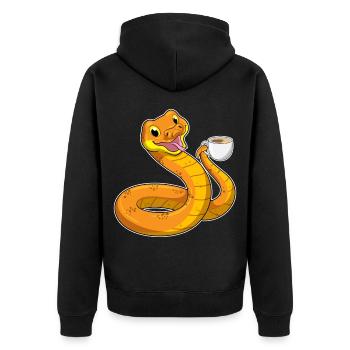 Snake Coffee Mug - Unisex Premium Organic Zip Hoodie - black - Back - Nico (187cm)