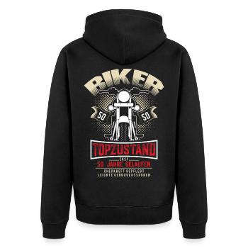 50. Geburtstag Biker Motorrad Motorradfahrer - Unisex Premium Bio Zip Hoodie - Schwarz - Hinten - Nico (187cm)