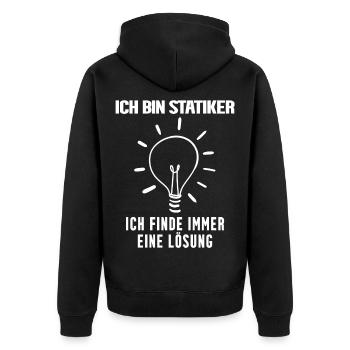 Statiker lustiger Spruch - Unisex Premium Bio Zip Hoodie - Schwarz - Hinten - Nico (187cm)