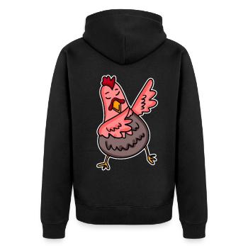 Dabbing Dab Huhn - Unisex Premium Bio Zip Hoodie - Schwarz - Hinten - Nico (187cm)