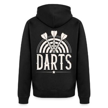 Dart Darten Darts - Unisex Premium Bio Zip Hoodie - Schwarz - Hinten - Nico (187cm)