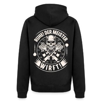 Dart Darten Darts - Unisex Premium Bio Zip Hoodie - Schwarz - Hinten - Nico (187cm)