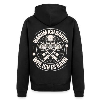 Dart Darten Darts - Unisex Premium Bio Zip Hoodie - Schwarz - Hinten - Nico (187cm)