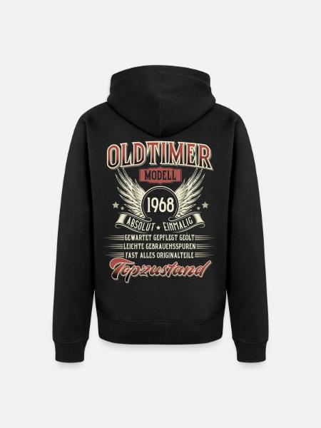 1968 Geboren Geburtstag Oldtimer - Unisex Premium Bio Zip Hoodie - Schwarz