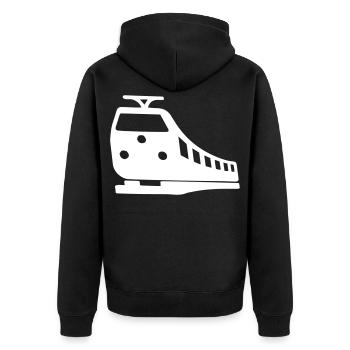 Train Driver Symbol | Color adjustable - Unisex Premium Organic Zip Hoodie - black - Back - Nico (187cm)